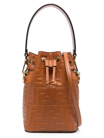 Mon Tresor Small Leather Bucket Bag Brown - FENDI - BALAAN 1