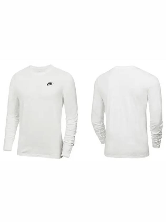 Men's NSW Club Long Sleeve T-Shirt White - NIKE - BALAAN 8