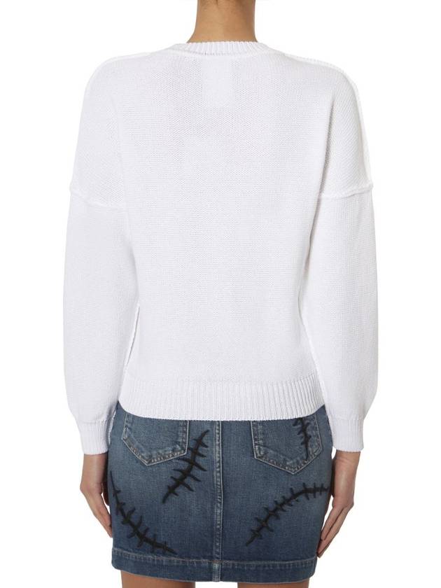 Women's Knit Crew Neck Knit Top White - MOSCHINO - BALAAN 5