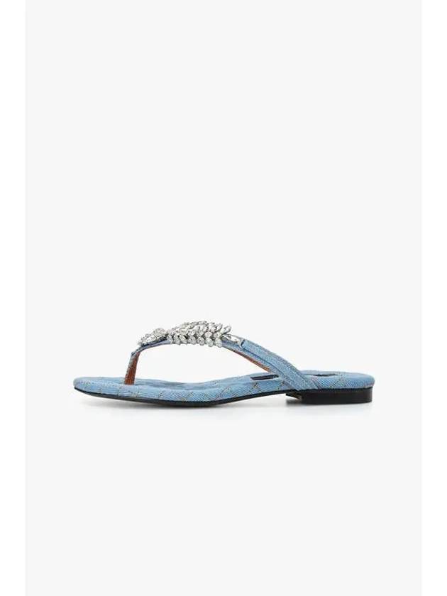 Women s Quilted Denim Flat Sandals Blue - PHILIPP PLEIN - BALAAN 1