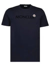 Logo Lettering Crew Neck Cotton Short Sleeve T-Shirt Night Blue - MONCLER - BALAAN 2