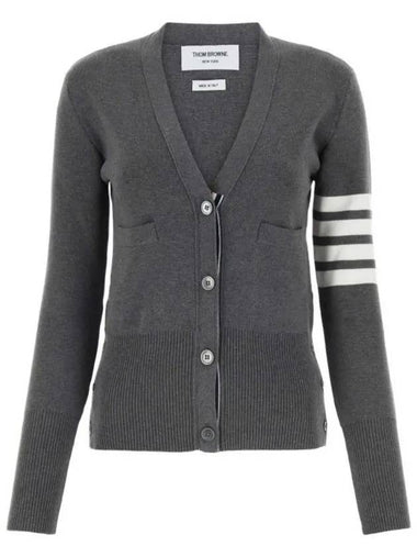 4 bar stripe Milano stitch merino wool cardigan gray FKC207A 0014 035 - THOM BROWNE - BALAAN 1