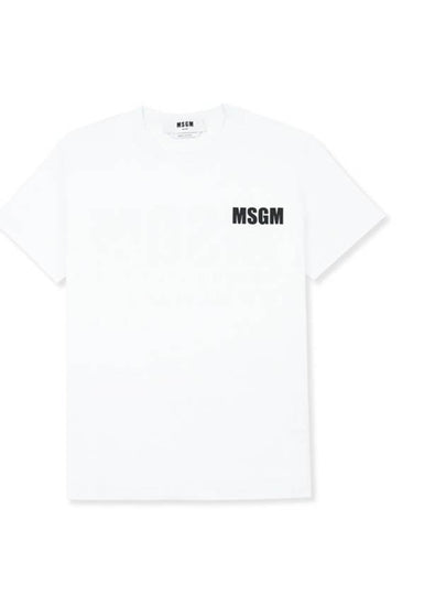 Back Logo Print Cotton Short Sleeve T-Shirt White - MSGM - BALAAN 2