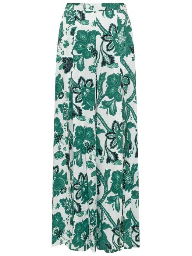 floral print trousers wide pants green - ETRO - BALAAN 2