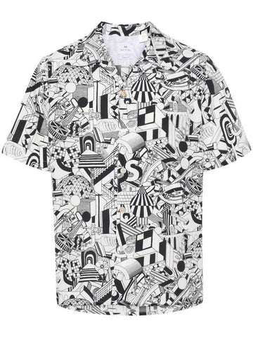 Jack World Vacation Print Short Sleeve Shirt White - PAUL SMITH - BALAAN 1