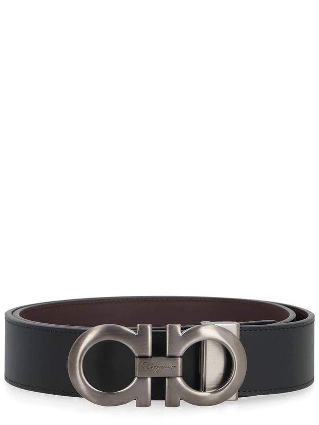 Gancini Reversible Adjustable Leather Belt Black Dark Brown - SALVATORE FERRAGAMO - BALAAN 2