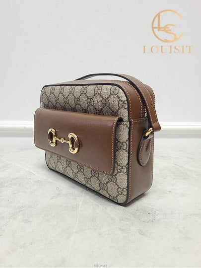 Used luxury goods Lewis It Brown GG Supreme 1955 Horsebit small shoulder bag - GUCCI - BALAAN 2