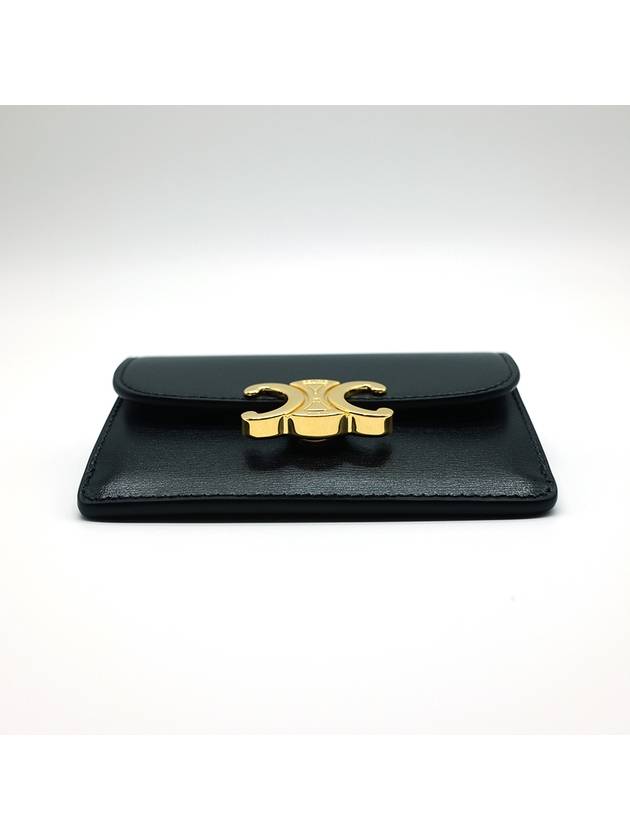 Triomphe Shiny Calfskin Flap Card Wallet Black - CELINE - BALAAN 5