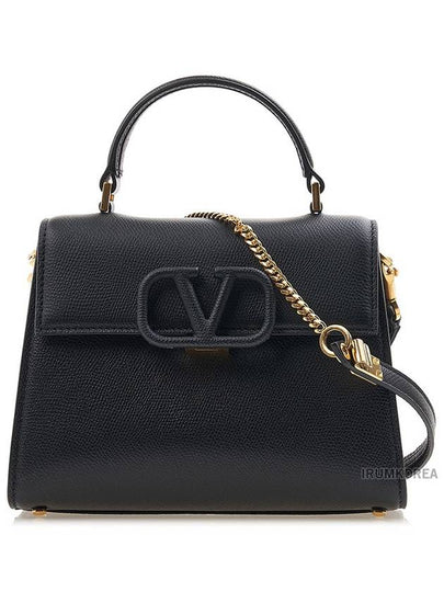 V Sling Small Grainy Calfskin Hand Cross Bag Black - VALENTINO - BALAAN 2