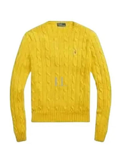 Embroidered Logo Pony Cable Knit Top Yellow - POLO RALPH LAUREN - BALAAN 2