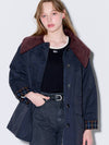 Corduroy collar half trench mac coatNavy - OPENING SUNSHINE - BALAAN 3