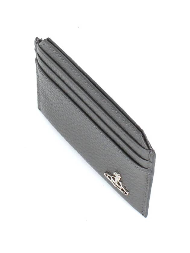 Grain Leather Slim Card Wallet Grey - VIVIENNE WESTWOOD - BALAAN 4