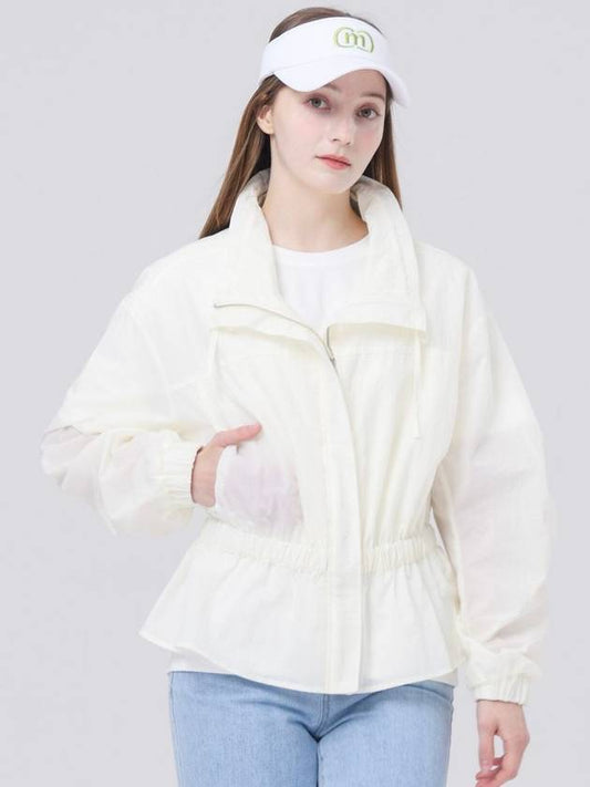 Nylon Lightweight Waist Banding Fit and Flare Ivory Windbreaker Jacket DO3242WB49 2 - DOYOUKNOWMC GOLF WEAR - BALAAN 1