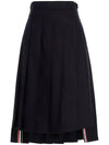 Super 120S Twill Below Knee Pleated Skirt Navy - THOM BROWNE - BALAAN 2