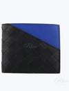 Intrecciato Two-Tone Half Wallet Black Blue - BOTTEGA VENETA - BALAAN 2