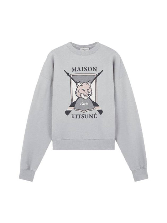 College Fox Print Sweatshirt Light Grey Melange - MAISON KITSUNE - BALAAN 1