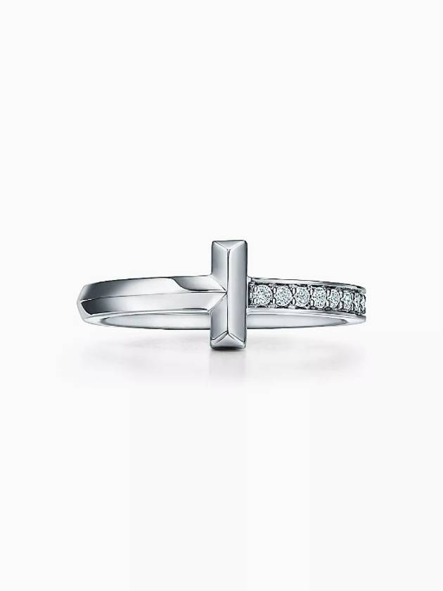 Tiffany T T1 Ring White Gold Diamond Ring Women Men - TIFFANY & CO. - BALAAN 3