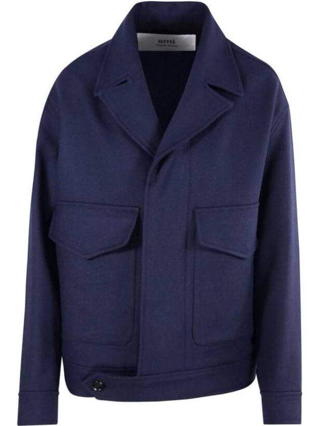 Virgin Wool Pocket Jacket Navy - AMI - BALAAN 2