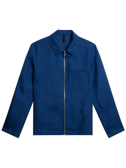 Julius Linen Overshirt Jacket Estate Blue - J.LINDEBERG - BALAAN 2