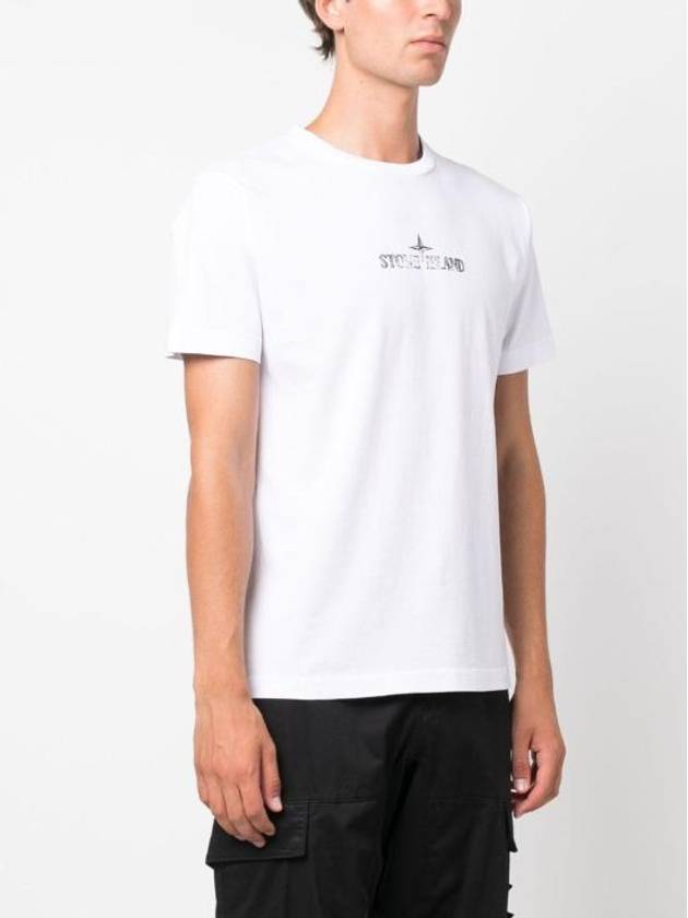 Logo Print Short Sleeve T-Shirt  White - STONE ISLAND - BALAAN 5