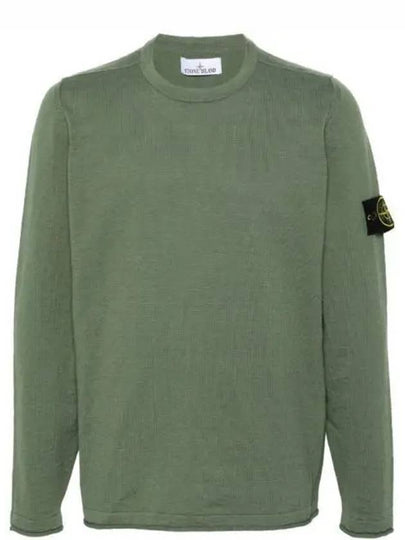 Compass Badge Ribbed Cotton Knit Top Dark Green - STONE ISLAND - BALAAN 2