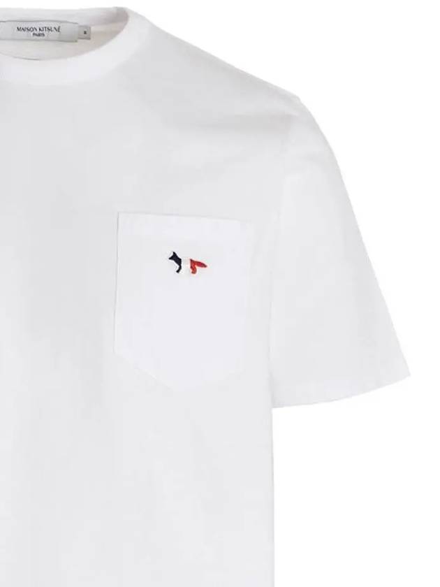 Tricolor Fox Patch Classic Pocket Short Sleeve T-Shirt White - MAISON KITSUNE - BALAAN 5