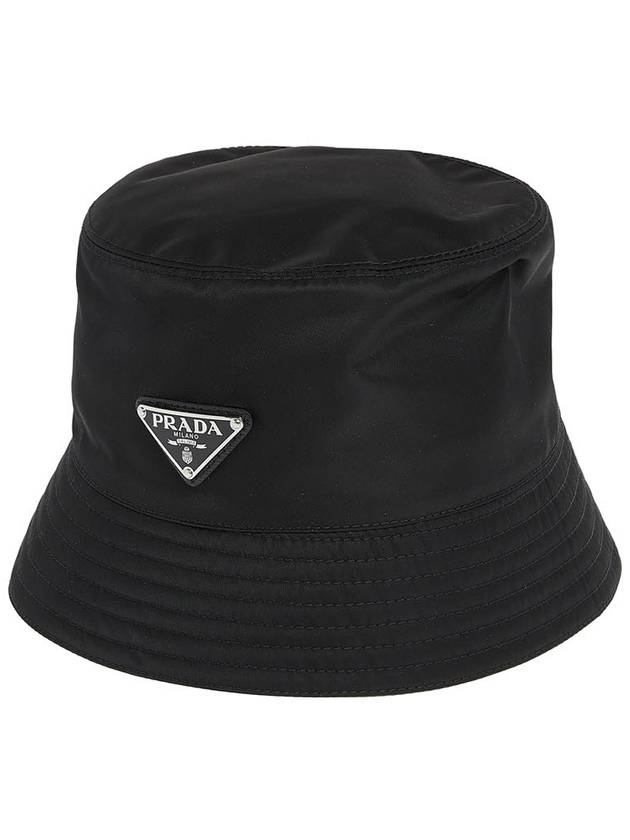 Triangle Logo Re-nylon Bucket Hat Black - PRADA - BALAAN 11