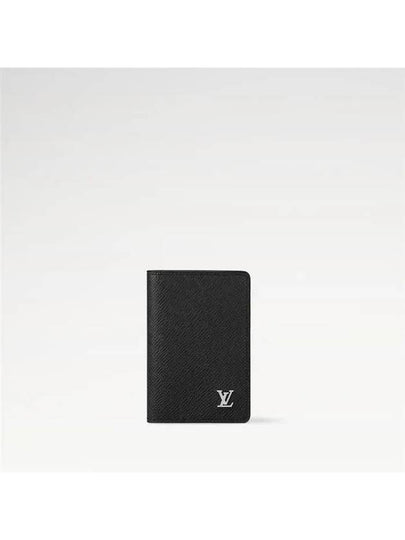 Pocket Organizer Taiga Leather Card Wallet Black - LOUIS VUITTON - BALAAN 2