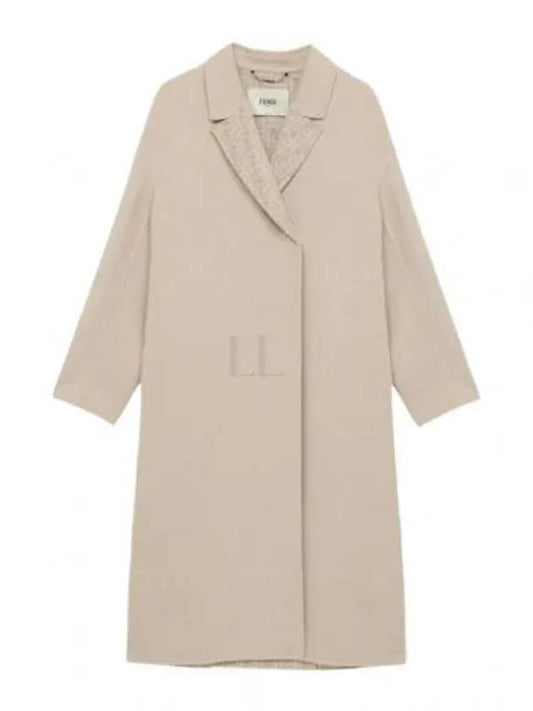 Patterned Lining Midi Single Coat Light Beige - FENDI - BALAAN 2