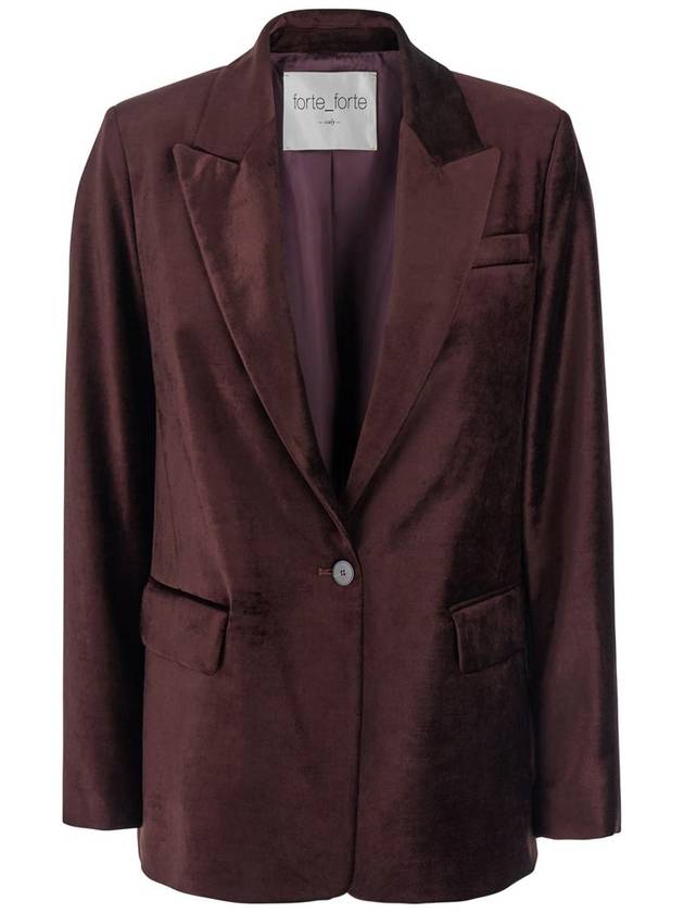 Brown Single-Breasted Jacket With Peak Revers In Cotton Blend Woman - FORTE FORTE - BALAAN 1