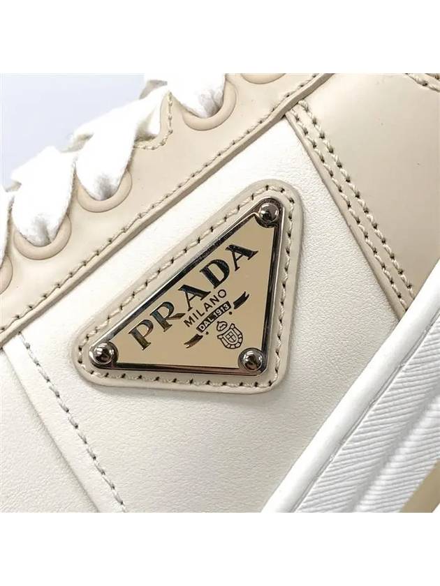 1E792M Triangle Logo Downtown Perforated Leather Sneakers - PRADA - BALAAN 7