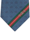 Double G Horsebit Jacquard Slim Silk Necktie  Blue - GUCCI - BALAAN 5