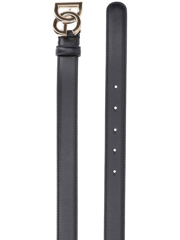 Women's Gold DG Logo Leather Belt Black - DOLCE&GABBANA - BALAAN 3