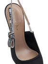 Women's Ja Embroidered Satin Cotton Slingback Heel Black - DIOR - BALAAN 9