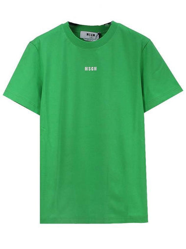 Micro Logo Short Sleeve T-Shirt Green - MSGM - BALAAN 1