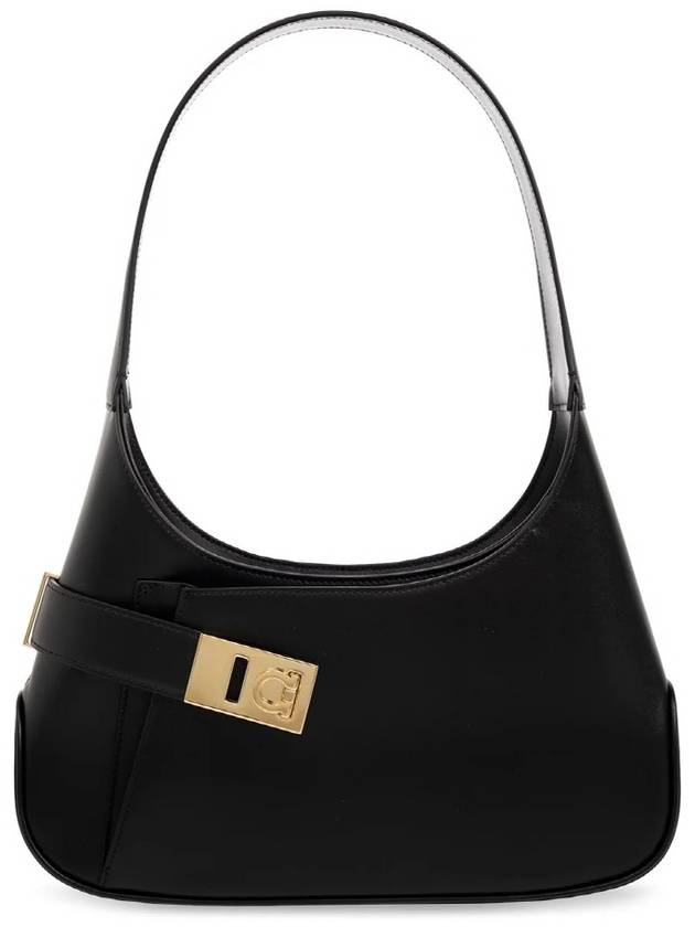 Smooth Caprether Medium Shoulder Bag Black - SALVATORE FERRAGAMO - BALAAN 2