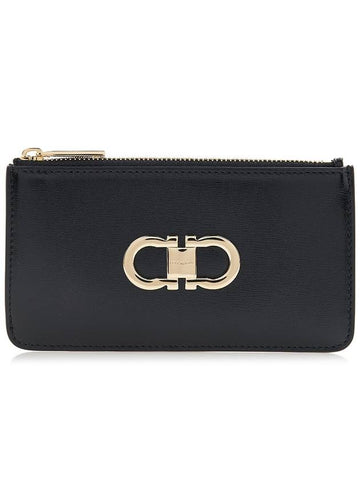 Ferragamo Women's Gancini Card Holder 22 0629 NERO CALF 0770767 - SALVATORE FERRAGAMO - BALAAN 1