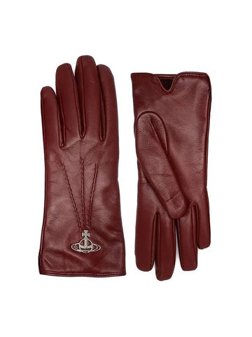 ORB Silver Logo Gloves Dark Red - VIVIENNE WESTWOOD - BALAAN 1