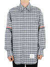 Prince of Wales Armband Oversized Long Sleeve Shirt Medium Grey - THOM BROWNE - BALAAN 3