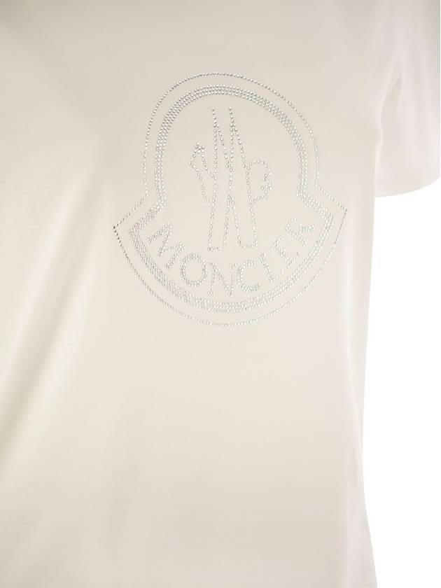 Crystal Logo Short Sleeve T-Shirt Off White - MONCLER - BALAAN 5