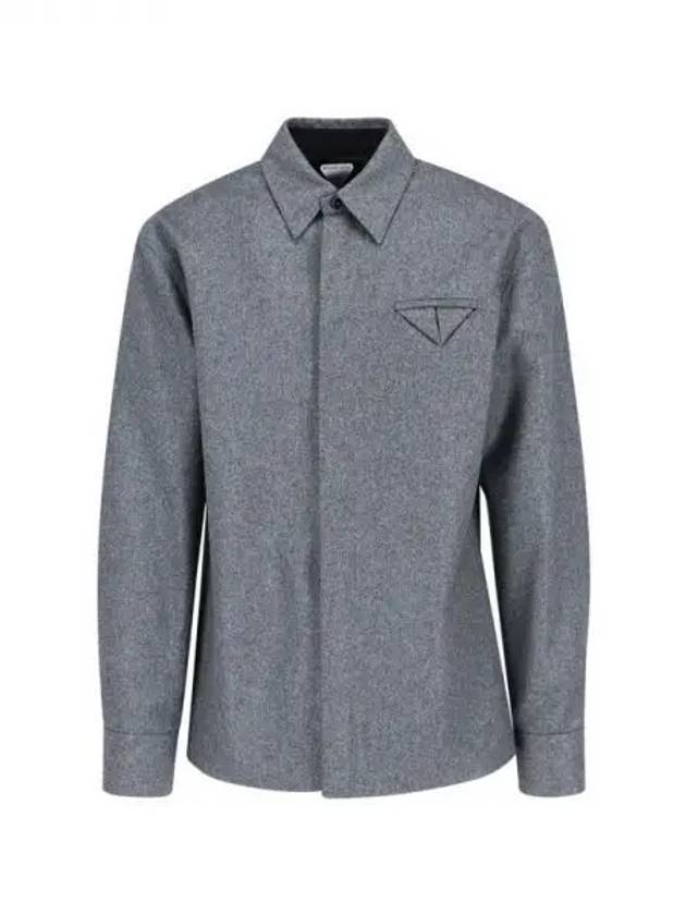 Triangular pocket hidden button wool shirt - BOTTEGA VENETA - BALAAN 1