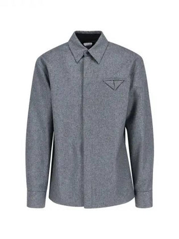 Triangular pocket hidden button wool shirt - BOTTEGA VENETA - BALAAN 1