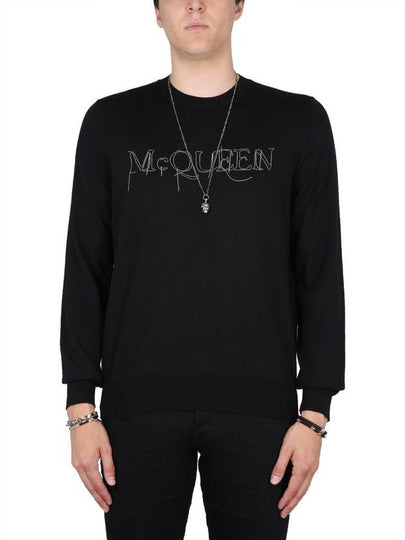 Logo Embellished Crewneck Sweatshirt Black - ALEXANDER MCQUEEN - BALAAN 2