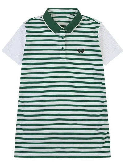 Poly Rayon Stripe Yoko Golf T-Shirt GREEN - WHITEBALL - BALAAN 2