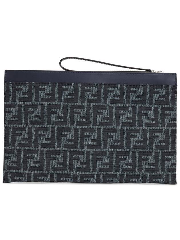 FF Medium Flat Clutch Bag Blue - FENDI - BALAAN 3