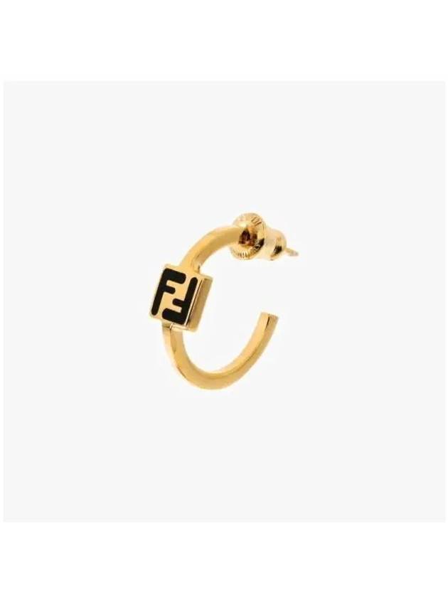 Forever Logo Earrings Gold Black - FENDI - BALAAN 4