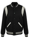 Teddy Bomber Jacket in Wool Black White - SAINT LAURENT - BALAAN 2