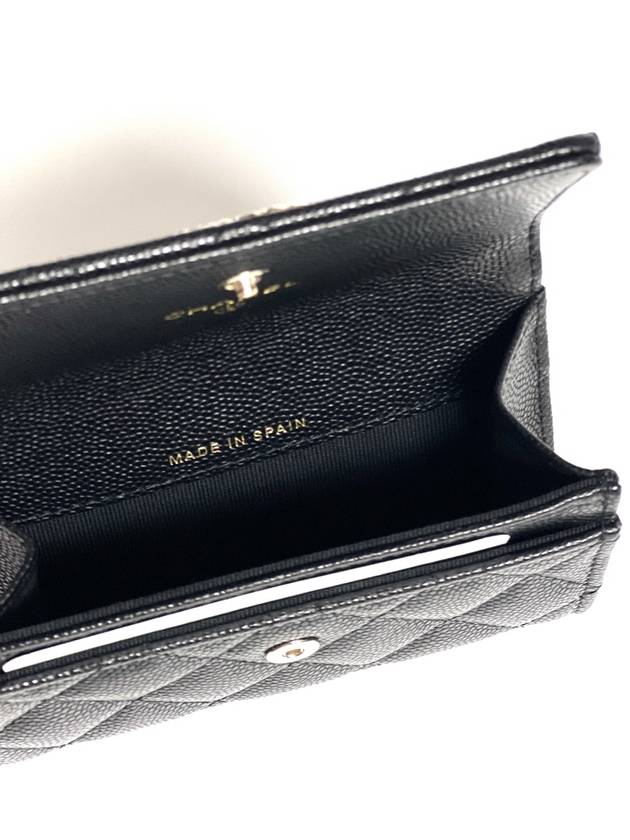 Classic Caviar Season Logo Card Wallet Black AP3608 Kleokdok - CHANEL - BALAAN 4