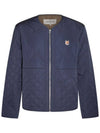 Institutional Fox Head Quilted Nylon Zip-Up Jacket Ink Blue - MAISON KITSUNE - BALAAN 1