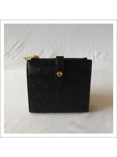 Intrecciato Zipper Half Wallet Black - BOTTEGA VENETA - BALAAN 2